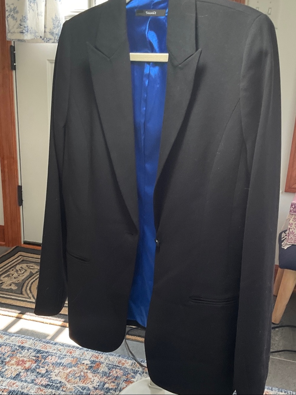 Tahari Black Blazer with Royal Blue Satin Lining